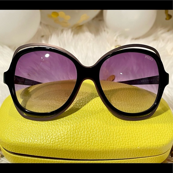 Authentic Emilio Pucci Sunglasses EP 56 black w/ gradient violet lenses - Picture 3 of 10